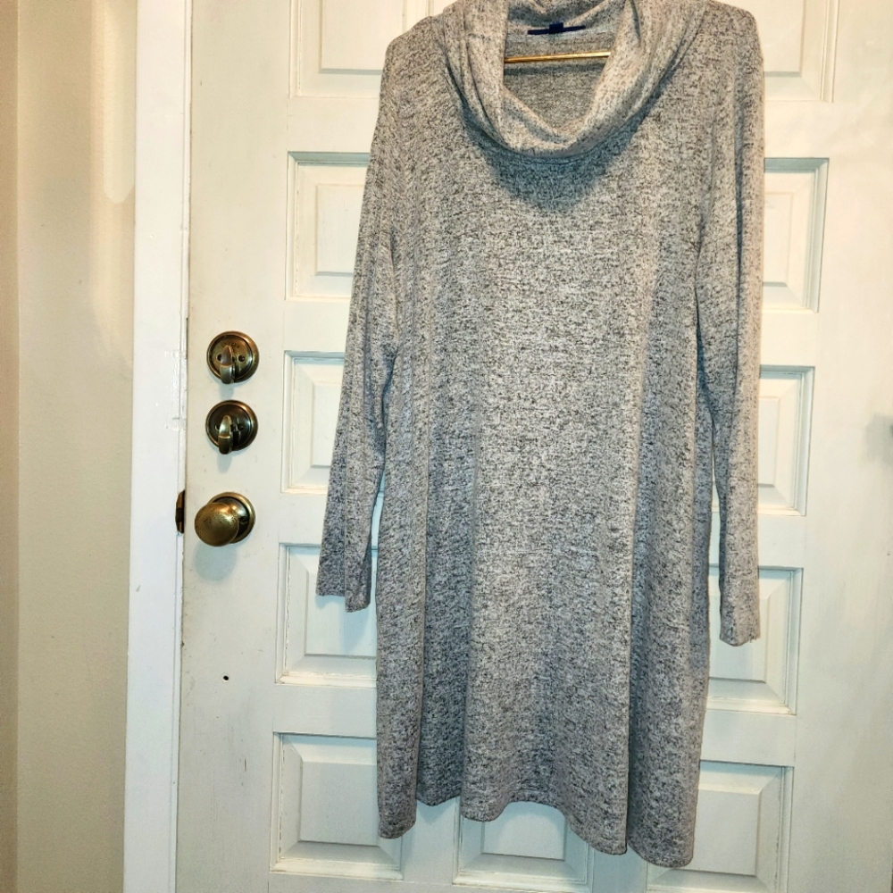 APT 9 Dress Gray knit turtleneck XXL side pockets. Loose, soft, cozy and warm.